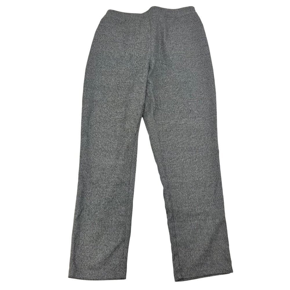 BLOOMCHIC Womens Pull On Plaid Dress Pants Gray/Black Plaid Size 10 Pockets New